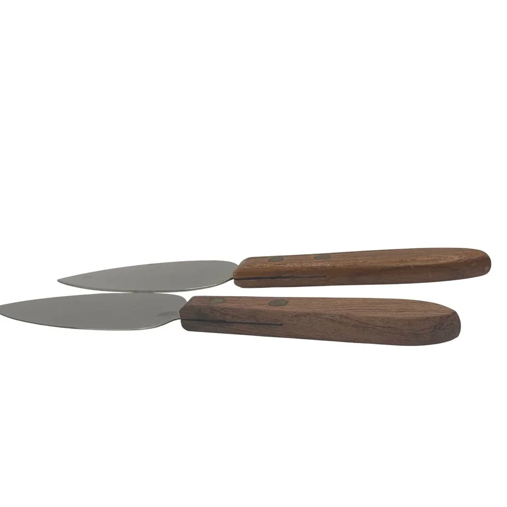 Vintage Hickory Farms Of Ohio Cheese Spreader Knives Set 2 Wood Handle Stainless